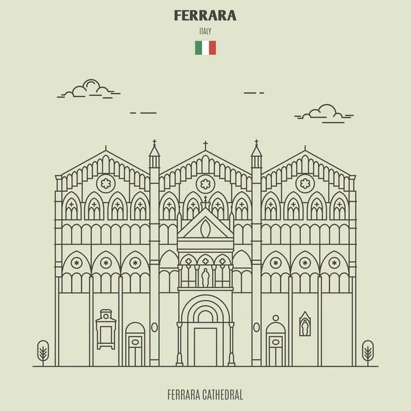 Duomo di Ferrara, Italia. icona del punto di riferimento — Vettoriale Stock