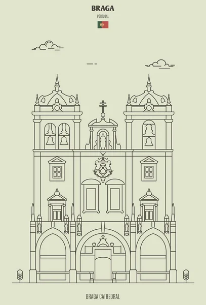 Catedral de Braga, Portugal. Icono hito — Archivo Imágenes Vectoriales