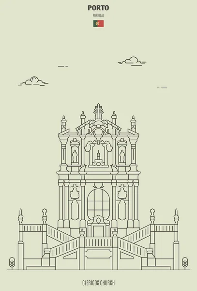 Clerigos kyrka i Porto, Portugal. Landmärke ikon — Stock vektor