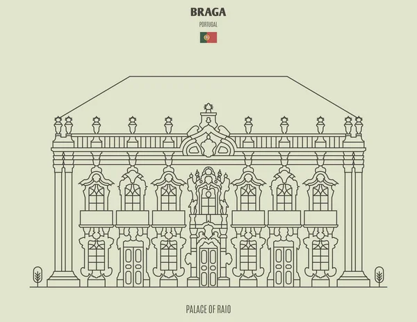 Palacio de Raio en Braga, Portugal. Icono hito — Archivo Imágenes Vectoriales
