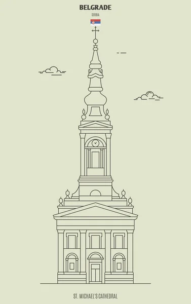 Catedral San Miguel Berlgrade Serbia Icono Hito Estilo Lineal — Vector de stock