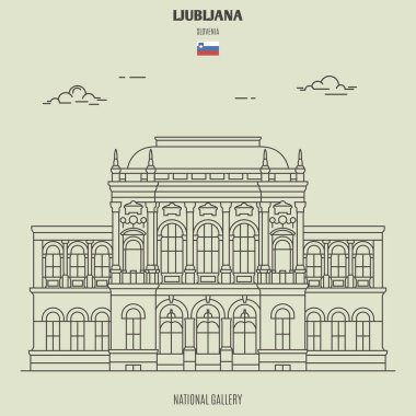 Ljubljana, Slovenya 'daki Ulusal Galeri. Doğrusal biçimde simge simgesi