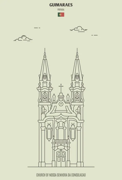 Kyrkan Nossa Senhora Consolacao Guimaraes Portugal Landmärke Ikon Linjär Stil — Stock vektor