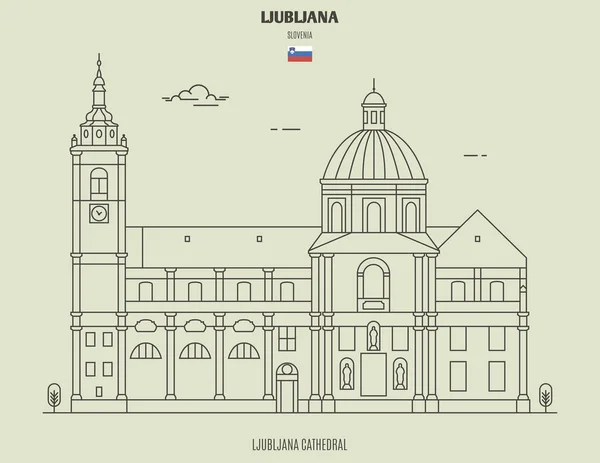 Catedral Liubliana Eslovênia Ícone Referência Estilo Linear —  Vetores de Stock