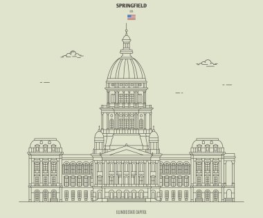 Illinois State Capitol in Springfield, USA. Landmark icon in linear style clipart