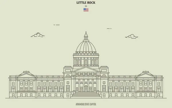 Arkansas State Capitol Little Rock Usa Landmark Icon Linear Style — Stock Vector