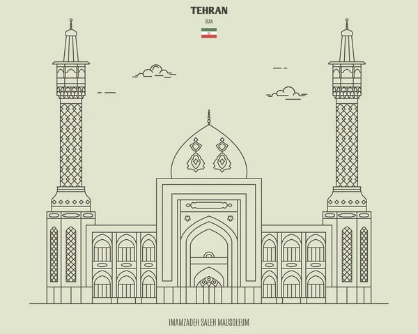 Imamzadeh Saleh Mausoleum Teheránu Írán Ikona Orientačního Bodu Lineárním Stylu — Stockový vektor