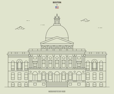Boston, ABD 'deki Massachusetts Eyalet Binası. Doğrusal biçimde simge simgesi