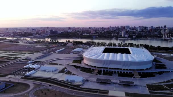 Повітряний Вид Стадіон Ростов Арена Ввечері Вид Міста — стокове відео