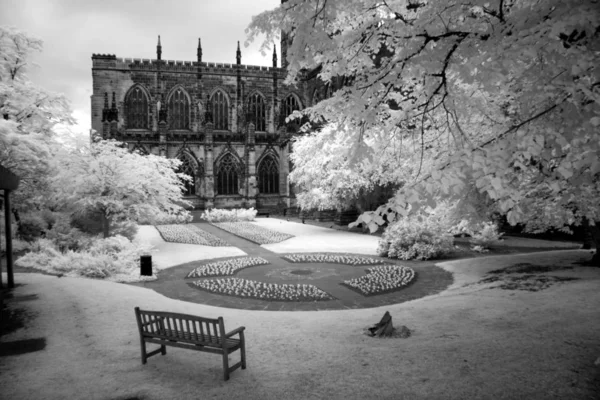 Park at cathedral in Bath, England, UK