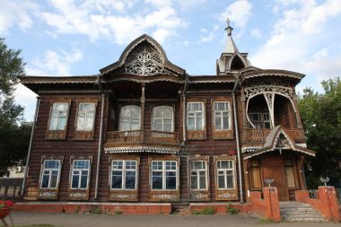 Eski ahşap evi, Barnaul, Altay bölgesi, Rusya Federasyonu,