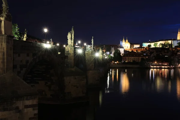 Classic Prague - night view to old buildings and street ,  Czech — Stock Photo, Image