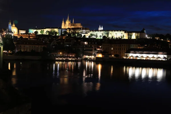 Classic Prague - night view to old buildings and street ,  Czech — Stock Photo, Image