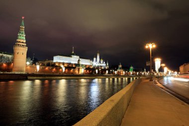 Moskova Kremlin Palace kiliseler ve duvar Towers, Rusya Federasyonu
