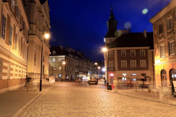 Varşova Polonya Bir Gece Varşova Avrupa Nın Kalabalık Metropoliten Bölgelerinden — Stok fotoğraf