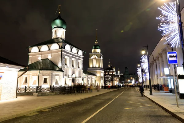 Vista Nocturna Antigua Iglesia Catedral Maksima Blazennogo Moscú Rusia —  Fotos de Stock