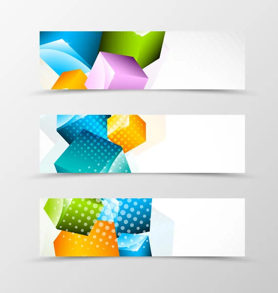 Set of header banner dynamic geometric design — Stock Vector