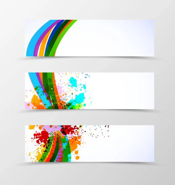 Conjunto de encabezado banner diseño de onda dinámica — Vector de stock