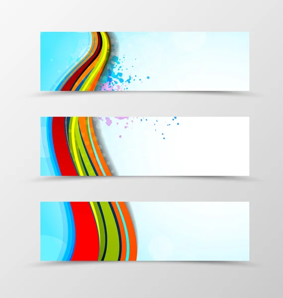 Set of header banner dynamic wave design — Stock Vector