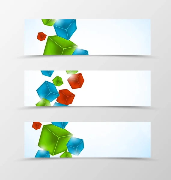 Uppsättning av header banner geometriska design — Stock vektor