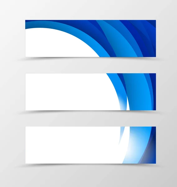 Set van de header banner dynamisch design met blauwe golven in lichte zachte stijl. — Stockvector