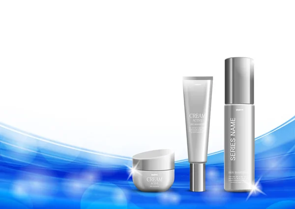 Modelo de anúncios cosméticos hidratante da pele —  Vetores de Stock