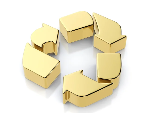 Золотой символ переработки — стоковое фото