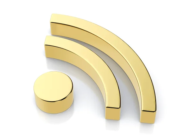 Golden RSS on white — Stock Photo, Image