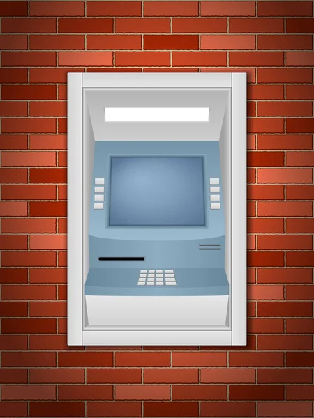 Máquina de ATM na parede de tijolo —  Vetores de Stock