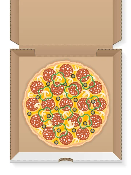 ピザと段ボール箱 — ストックベクタ