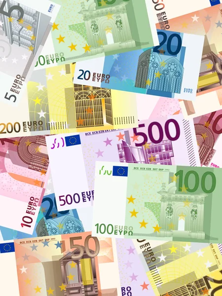 Banknotów euro w tle pionowe — Wektor stockowy