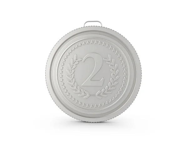 Medalla de plata en blanco — Foto de Stock