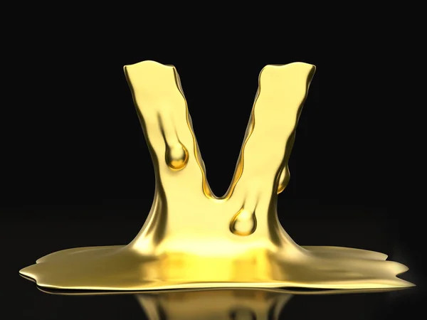 Vloeibare goud letter V — Stockfoto