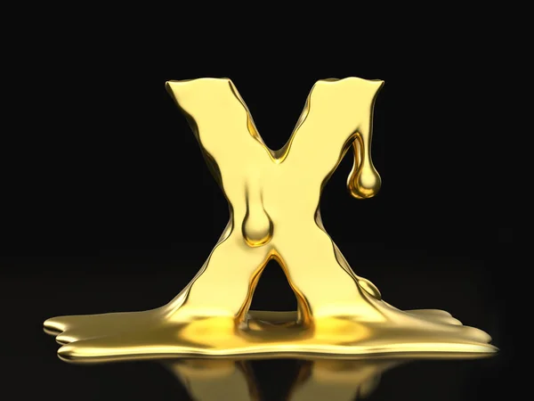 Letra de ouro líquido X — Fotografia de Stock