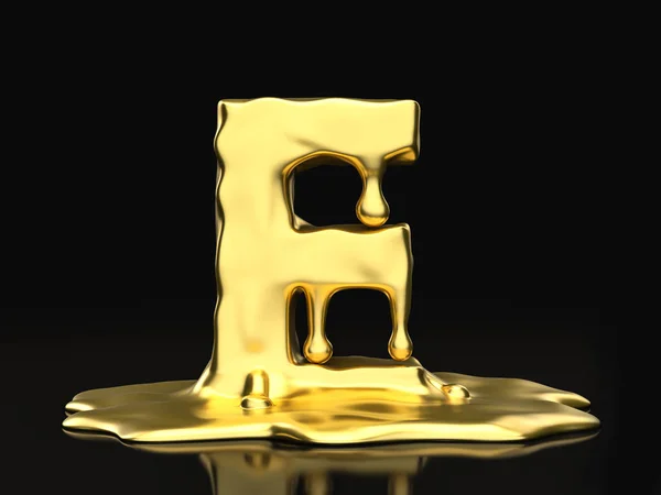 Liquid gold letter E — Stock fotografie