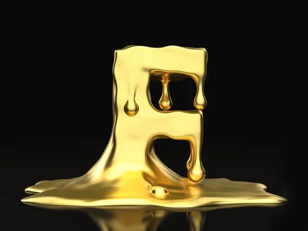 Sıvı altın harf F — Stok fotoğraf