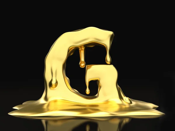 Letra de ouro líquido G — Fotografia de Stock