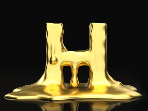 Sıvı altın harf H — Stok fotoğraf