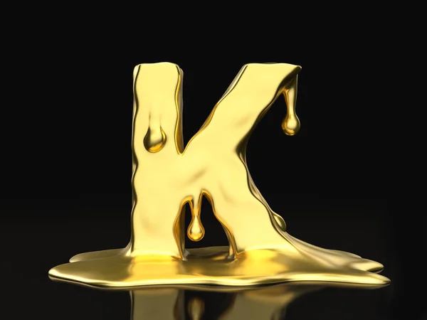 液体ゴールド文字 K — ストック写真