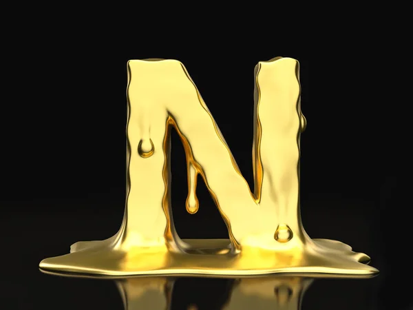 Vloeibare goud letter N — Stockfoto