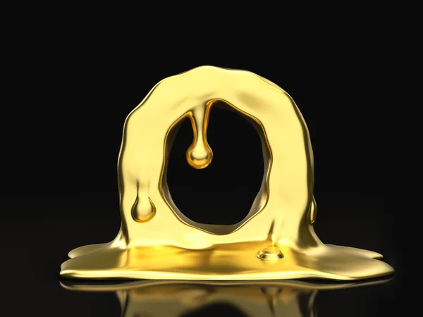 Жидкая золотая буква O — стоковое фото