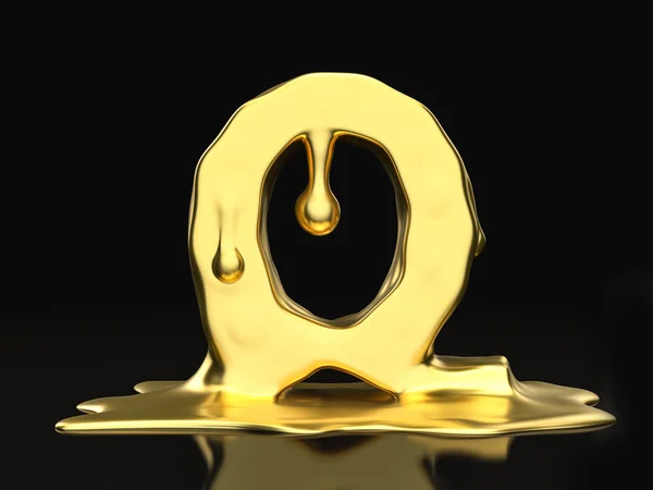Sıvı altın harf Q — Stok fotoğraf