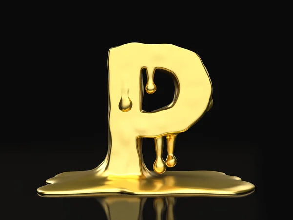 Liquid gold list P — Zdjęcie stockowe