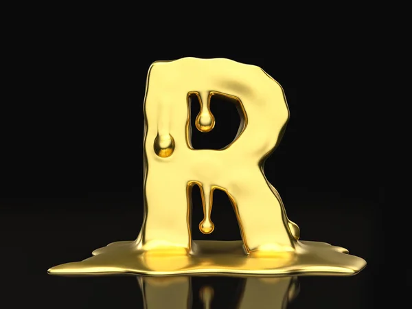 Sıvı altın harf R — Stok fotoğraf