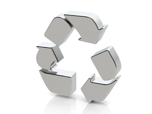 Símbolo de reciclagem metálica — Fotografia de Stock