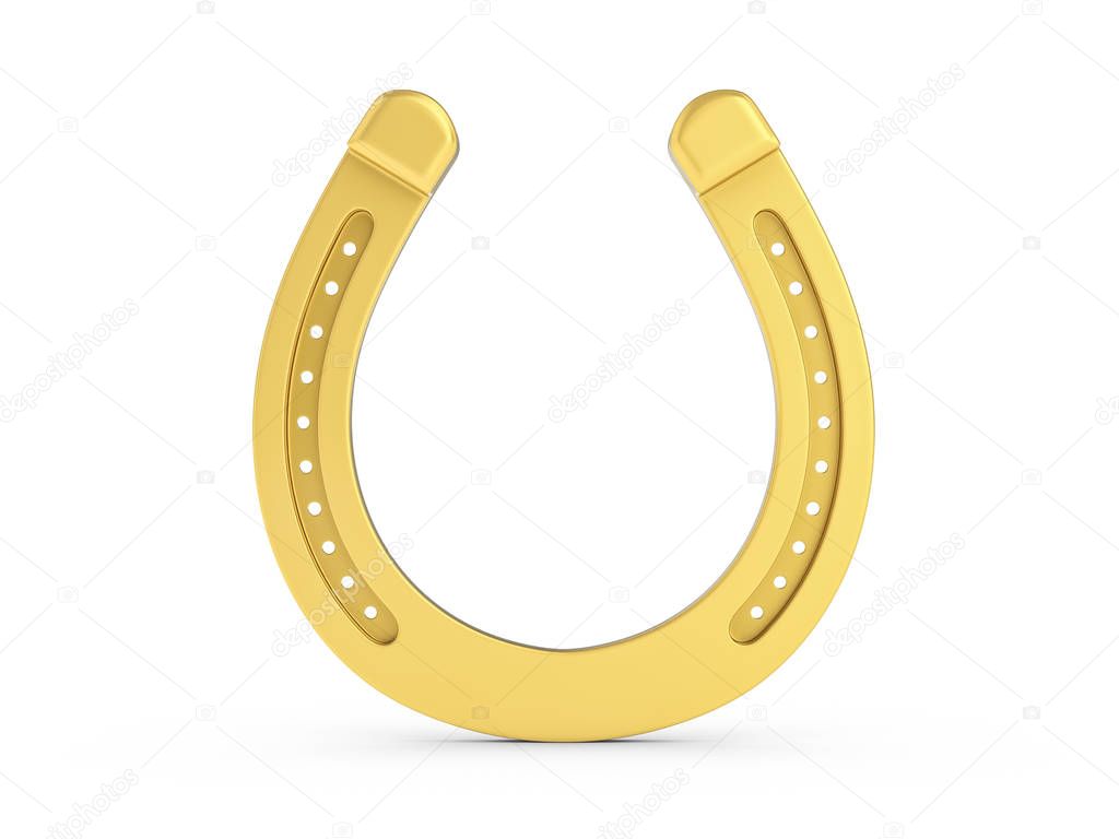 Gold horseshoe on white