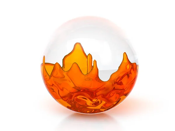 Glass ball with orange liquid — Stock Photo, Image