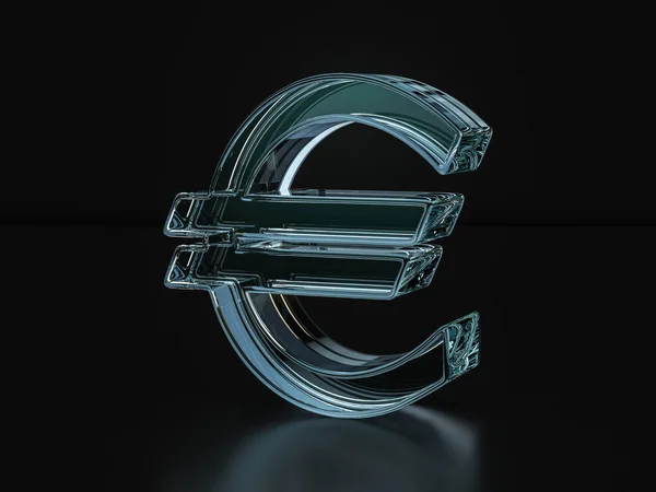 Символ скляного євро 3D ілюстрація — стокове фото