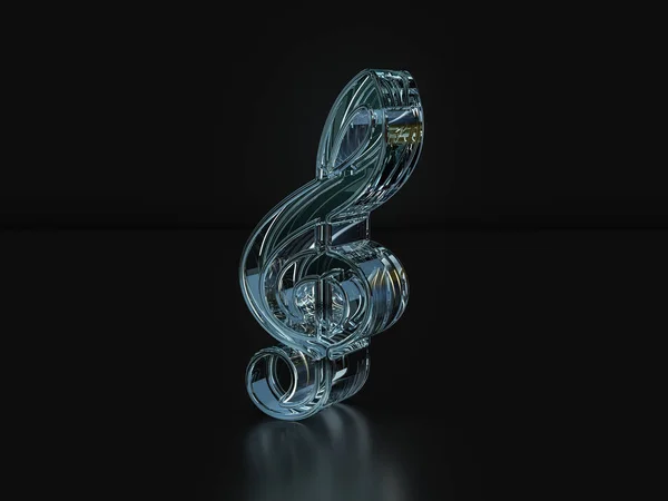 Note de musique en verre symbole Illustration 3D — Photo