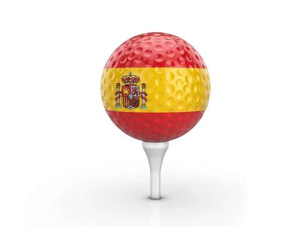 Golfball spanische Flagge — Stockfoto